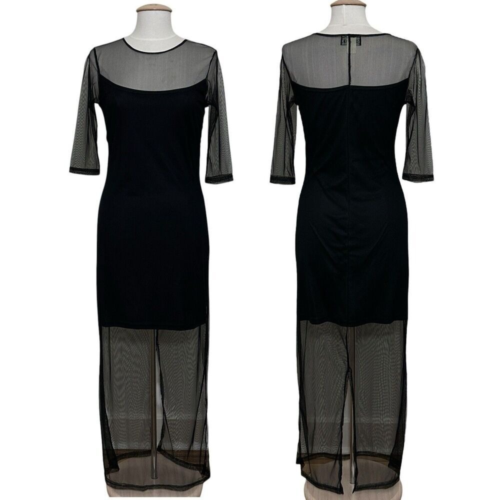 Vintage Street Magic Womens Dress L Black Sheer Bodycon Maxi Witchy Whimsigoth - Picture 13 of 13